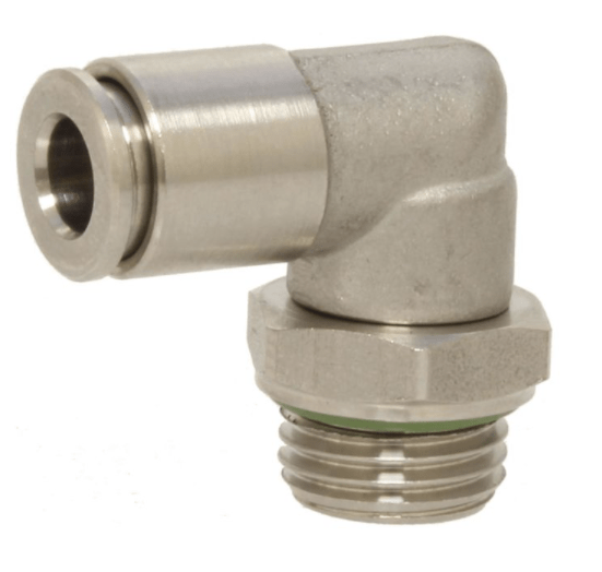 Угол Winkel-Steckverschraubung Schwenkbar, D06-1/8", Edelstahl, Aussengewinde konisch, max 18bar/150°C