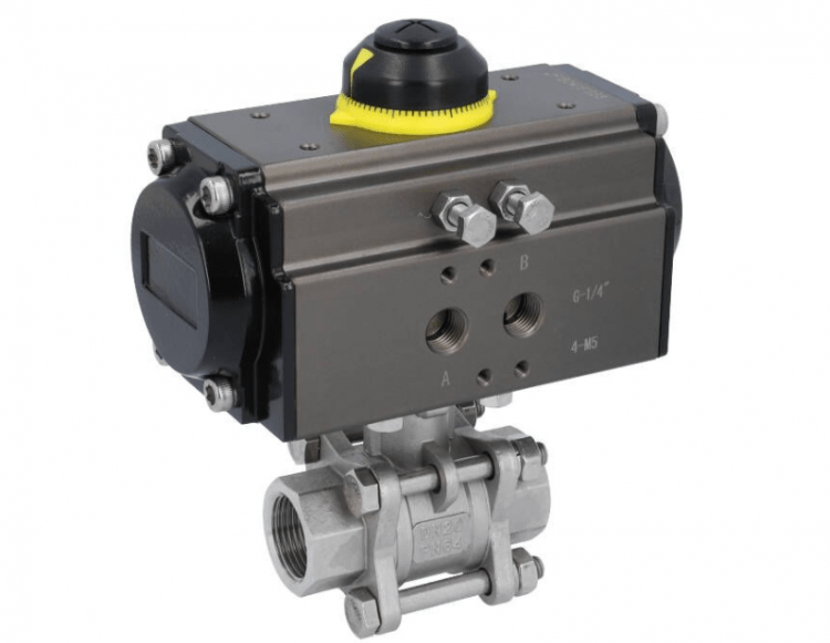 Кран шаровый Ball valve-MA 3/4"-female thread, w. actuator OD50 Stainless steel/PTFE-FKM, double acting
