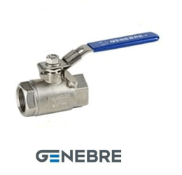 Кран шаровой стандартнопроходной GENEBRE 2008 08 DN040 PN140, AISI316 / AISI316 / PTFE + 15% GF, ВР/ВР, двухсоставной, рукоятка-рычаг, резьба BSPT